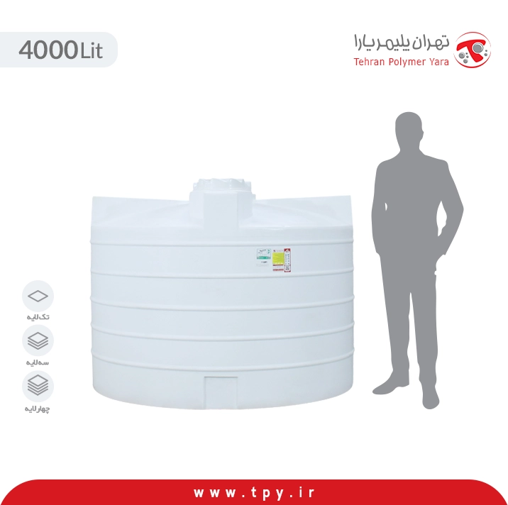 مخزن آب 4000 لیتری عمودی کوتاه