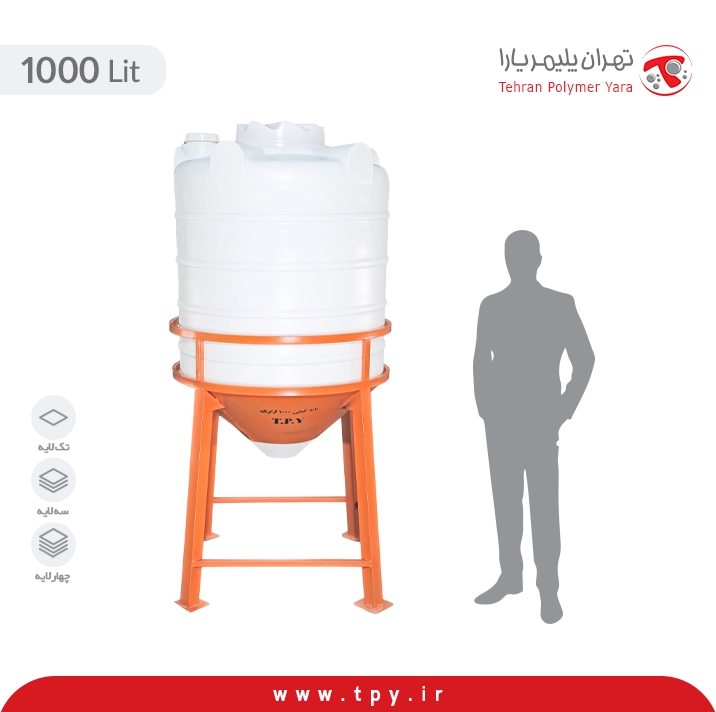 منبع ذخیره آب 1000 لیتری قیفی (زوک) با پایه