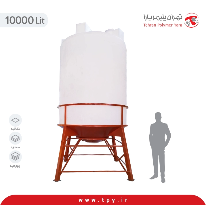 تانکر آب 10000 لیتری قیفی با پایه