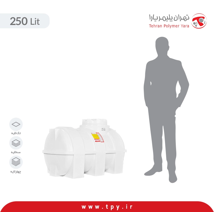 مخزن آب 250 لیتری افقی پلاستیکی