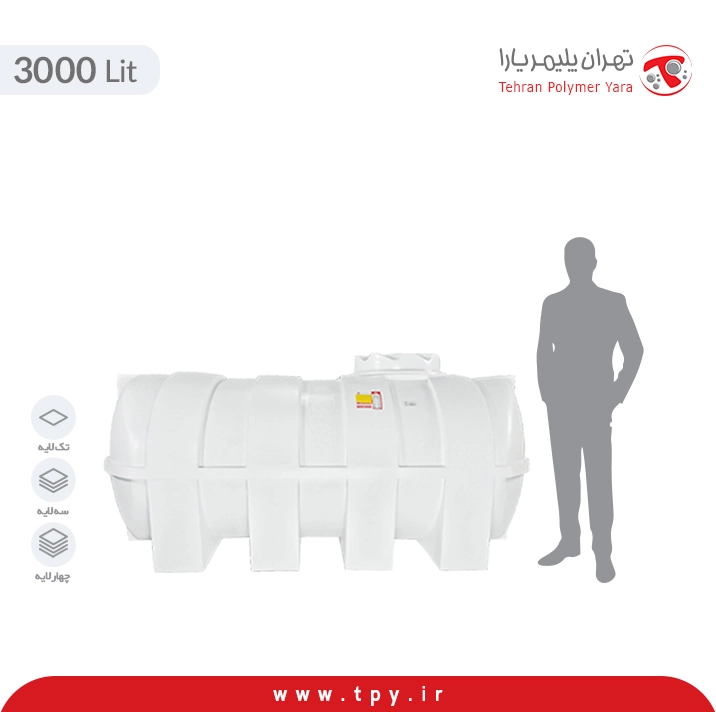 تانکر آب بیضی 3000 لیتری پلاستیکی