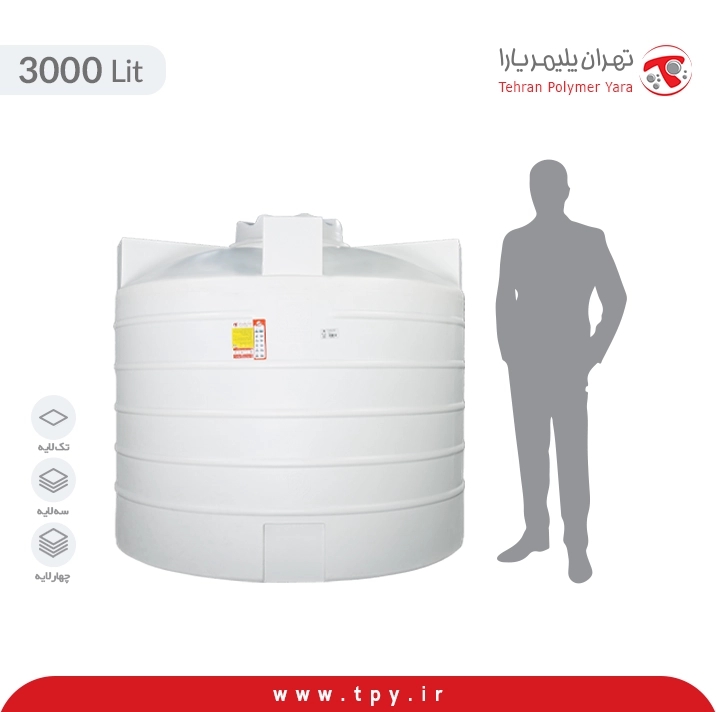 تانکر پلاستیکی عمودی کوتاه 3000 لیتری