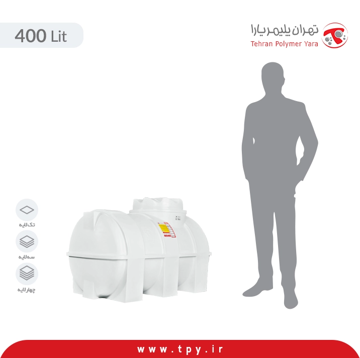 مخزن پلاستیکی افقی 400 لیتری