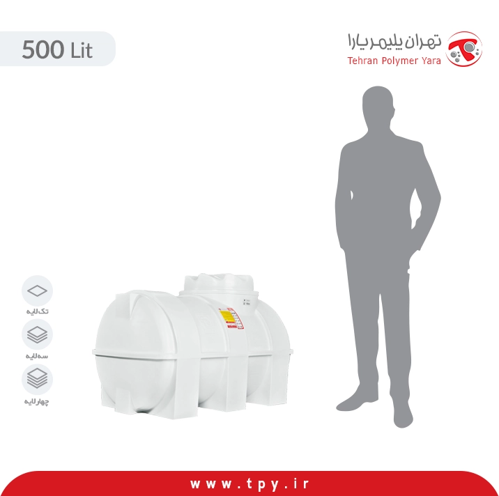 منبع آب 500 لیتری افقی خوابیده