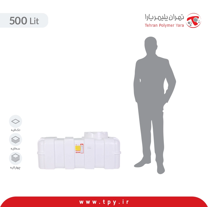 تانکر ذخیره آب مکعبی 500 لیتری پلاستیکی
