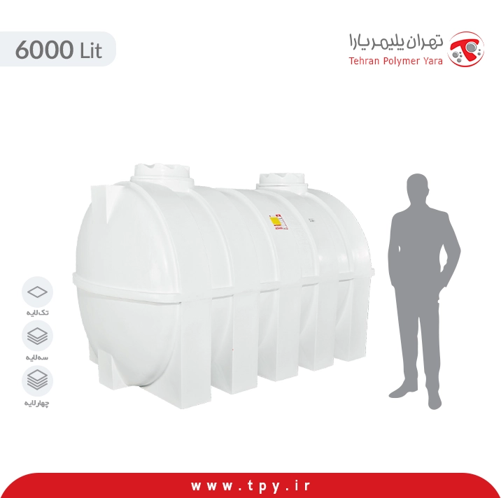 مخزن ذخیره آب 6000 لیتری افقی (خوابیده)