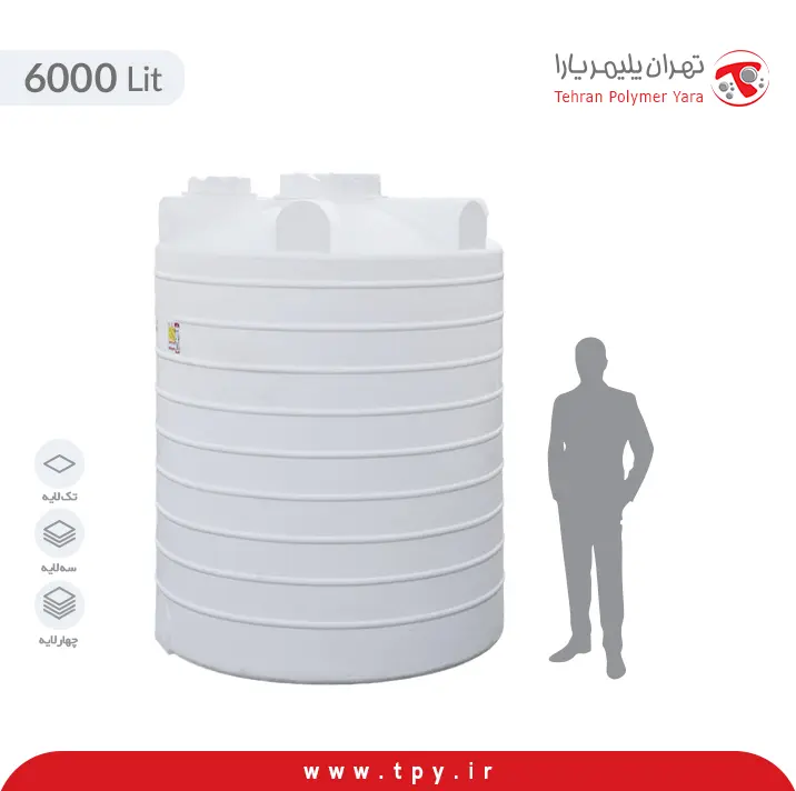 منبع آب 6000 لیتری عمودی بلند (ایستاده)