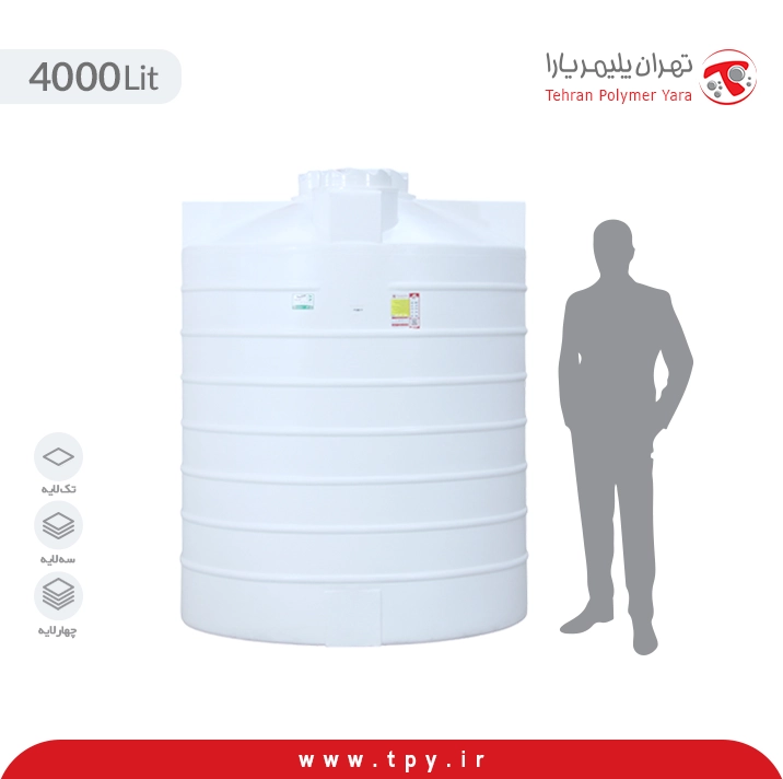 منبع آب پلی اتیلن 4000 لیتری عمودی متوسط...